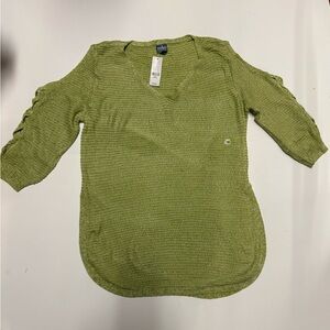 Soho (New York & Company) Olive Knit V-Neck Top
